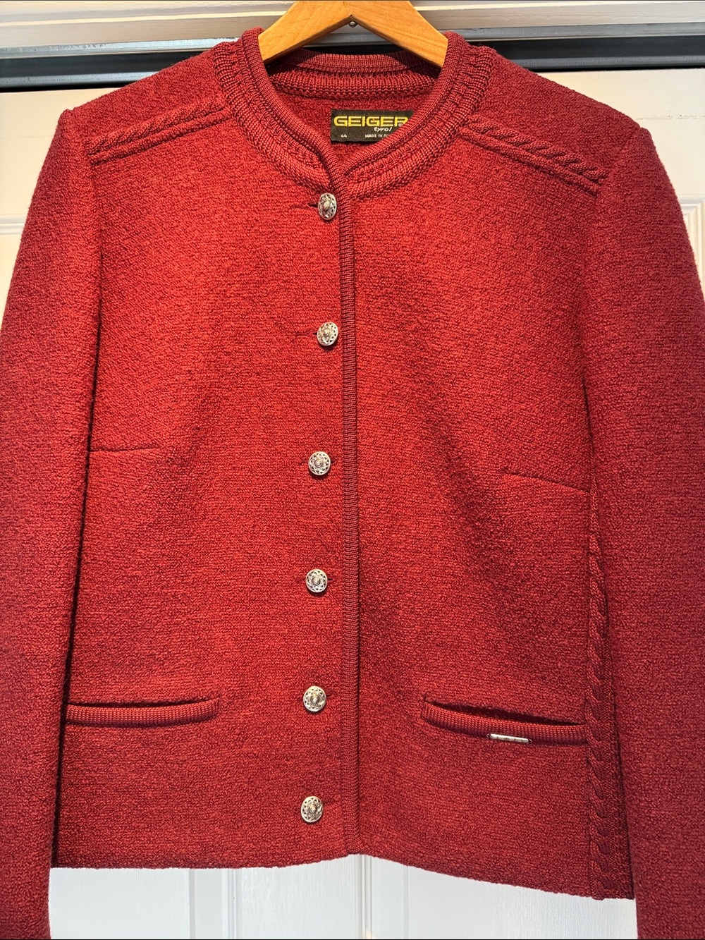 Geiger Tyrol Burgundy Boiled Wool Button-Front Women's Jacket